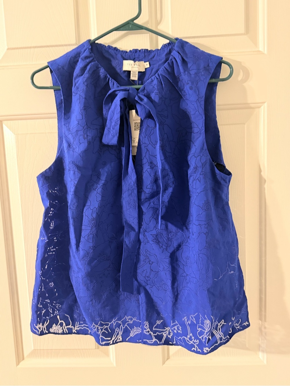Ted Baker Cobalt Blue Sleeveless Tie-Neck blouse